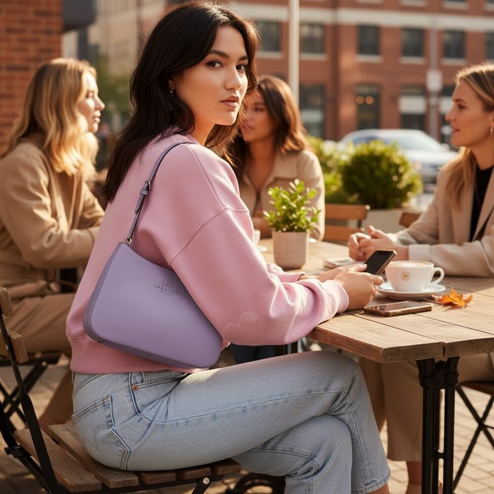 Coach Penelope Shoulder Bag Leather Purse in Light Violet CP101 - Picture 4 of 4